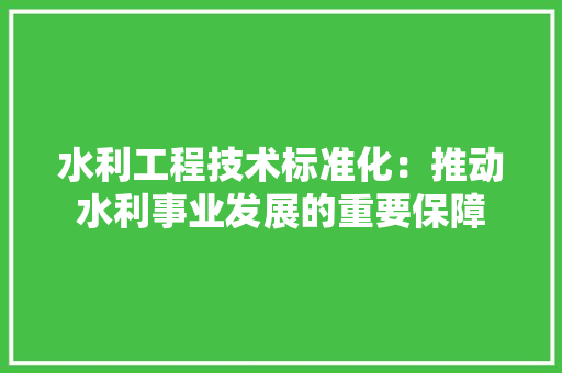 水利工程技术标准化：推动水利事业发展的重要保障