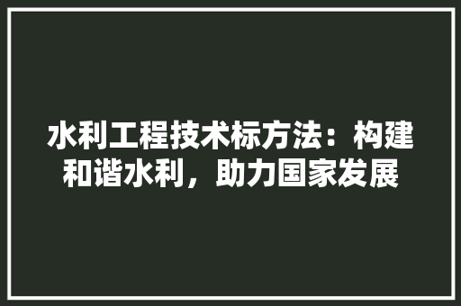 水利工程技术标方法：构建和谐水利，助力国家发展 室内设计