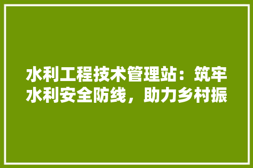 水利工程技术管理站：筑牢水利安全防线，助力乡村振兴 室内设计
