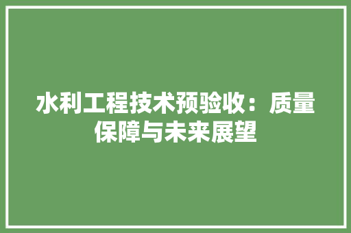 水利工程技术预验收：质量保障与未来展望 室内设计