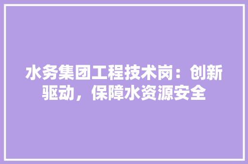 水务集团工程技术岗：创新驱动，保障水资源安全 室内设计