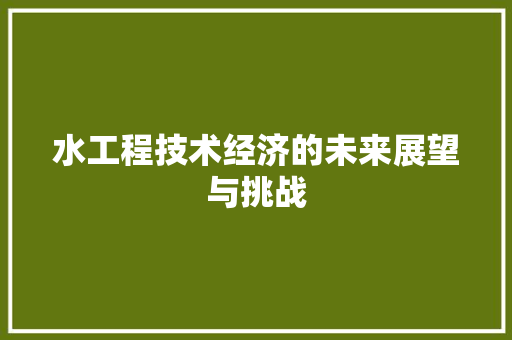 水工程技术经济的未来展望与挑战 室内设计