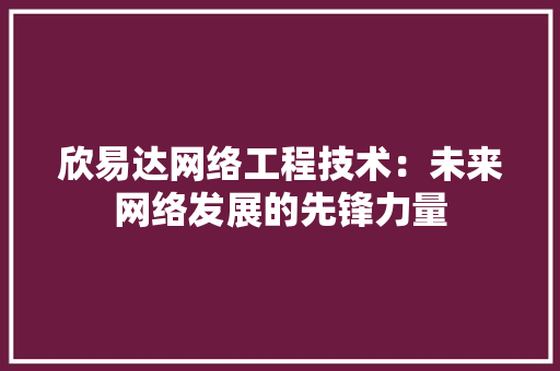 欣易达网络工程技术：未来网络发展的先锋力量 室内设计