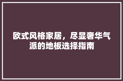 欧式风格家居，尽显奢华气派的地板选择指南 室内设计
