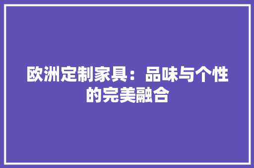 欧洲定制家具：品味与个性的完美融合