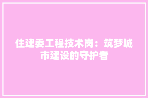 住建委工程技术岗：筑梦城市建设的守护者 家居装修