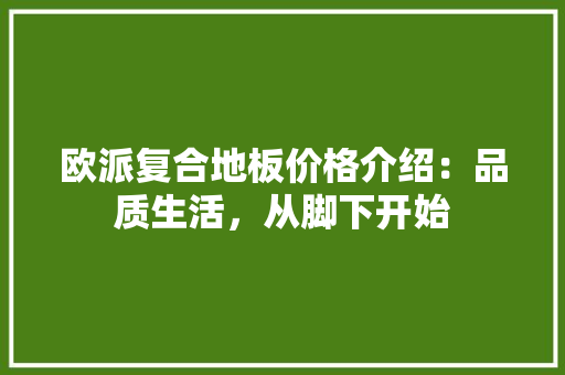 欧派复合地板价格介绍：品质生活，从脚下开始 室内设计