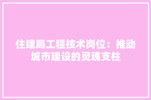 住建局工程技术岗位：推动城市建设的灵魂支柱 家居装修