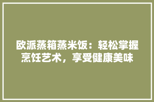 欧派蒸箱蒸米饭：轻松掌握烹饪艺术，享受健康美味 室内设计