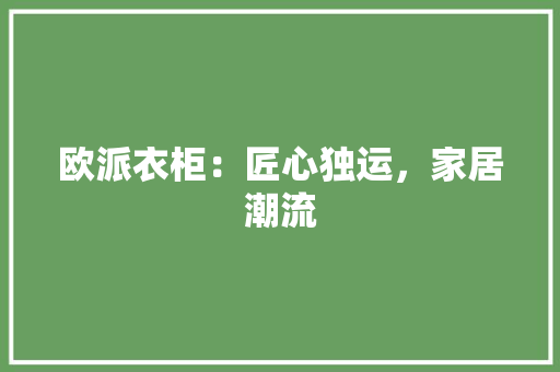 欧派衣柜：匠心独运，家居潮流 室内设计