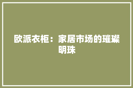 欧派衣柜：家居市场的璀璨明珠 室内设计