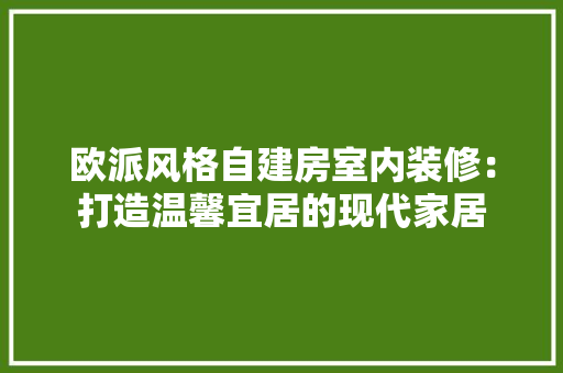 欧派风格自建房室内装修：打造温馨宜居的现代家居