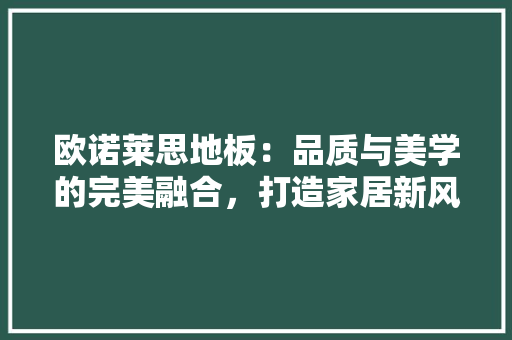 欧诺莱思地板：品质与美学的完美融合，打造家居新风尚 室内设计