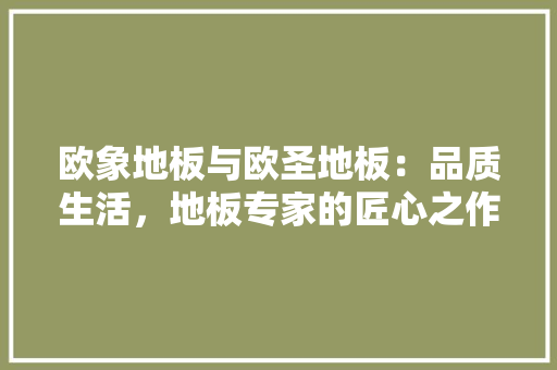 欧象地板与欧圣地板：品质生活，地板专家的匠心之作 室内设计