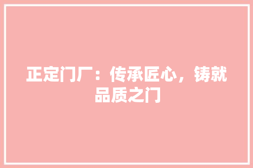 正定门厂：传承匠心，铸就品质之门 室内设计
