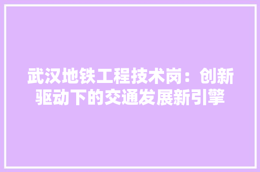 武汉地铁工程技术岗：创新驱动下的交通发展新引擎 室内设计