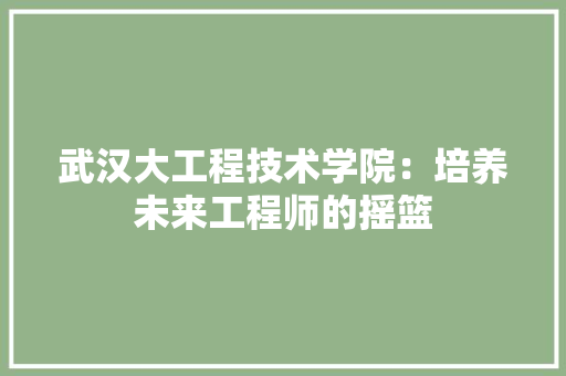 武汉大工程技术学院：培养未来工程师的摇篮 室内设计