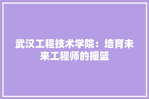 武汉工程技术学院：培育未来工程师的摇篮 室内设计