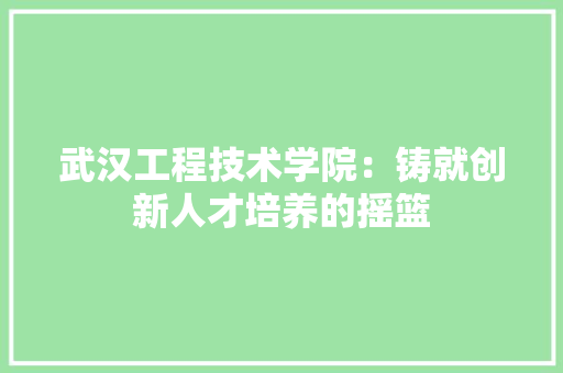 武汉工程技术学院：铸就创新人才培养的摇篮 室内设计