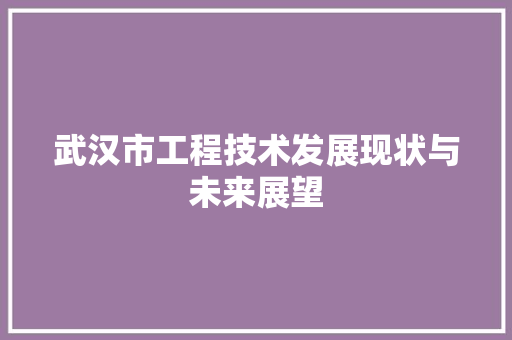 武汉市工程技术发展现状与未来展望 室内设计