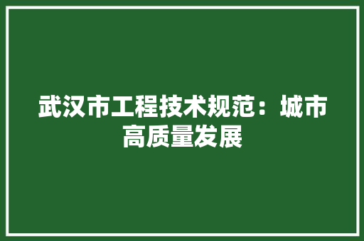 武汉市工程技术规范：城市高质量发展 室内设计