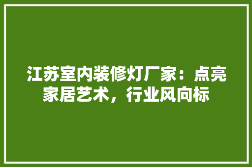 江苏室内装修灯厂家：点亮家居艺术，行业风向标 室内设计