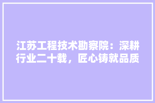 江苏工程技术勘察院：深耕行业二十载，匠心铸就品质工程 室内设计