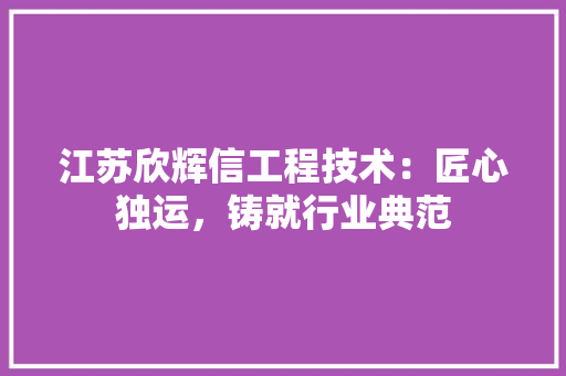 江苏欣辉信工程技术：匠心独运，铸就行业典范 室内设计