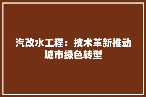 汽改水工程：技术革新推动城市绿色转型 室内设计