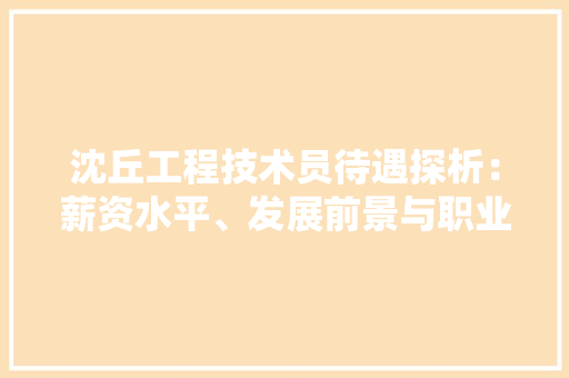 沈丘工程技术员待遇探析：薪资水平、发展前景与职业规划