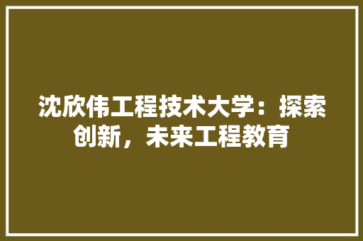 沈欣伟工程技术大学：探索创新，未来工程教育 室内设计