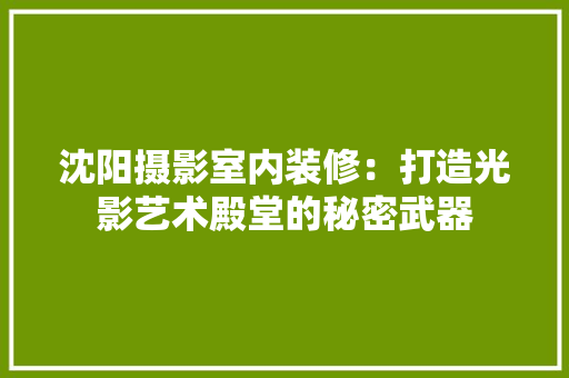 沈阳摄影室内装修：打造光影艺术殿堂的秘密武器 室内设计