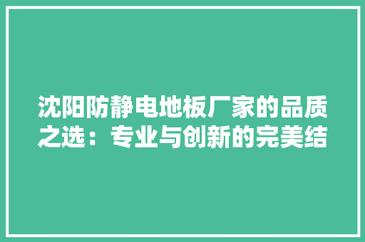 沈阳防静电地板厂家的品质之选：专业与创新的完美结合 室内设计