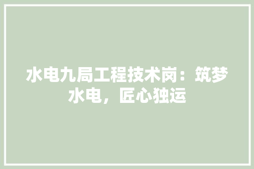 水电九局工程技术岗：筑梦水电，匠心独运 室内设计