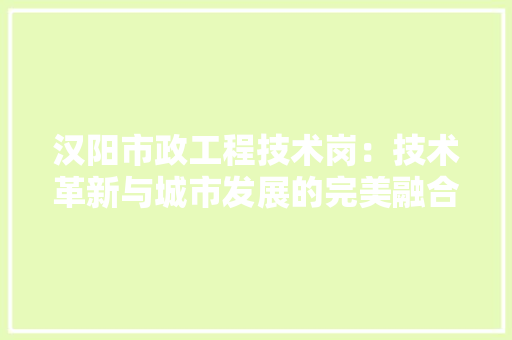 汉阳市政工程技术岗：技术革新与城市发展的完美融合 室内设计