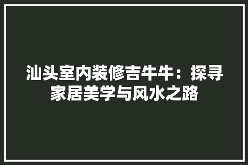 汕头室内装修吉牛牛：探寻家居美学与风水之路