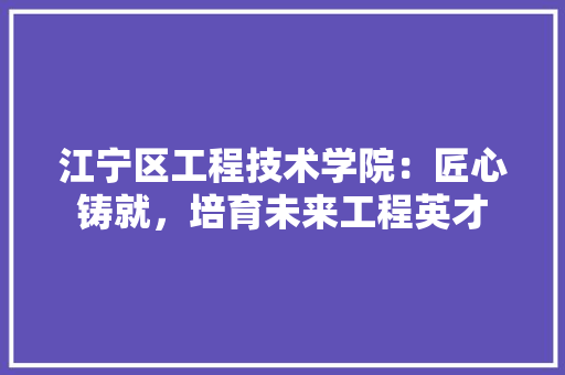 江宁区工程技术学院：匠心铸就，培育未来工程英才 室内设计