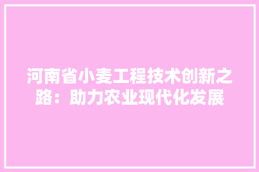 河南省小麦工程技术创新之路：助力农业现代化发展 室内设计