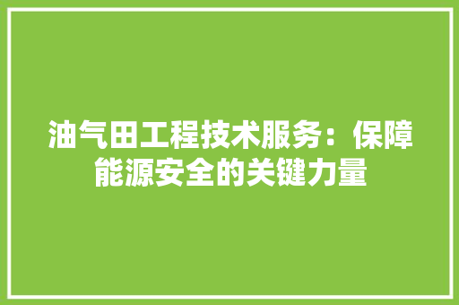 油气田工程技术服务：保障能源安全的关键力量 室内设计