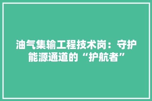 油气集输工程技术岗：守护能源通道的“护航者” 室内设计