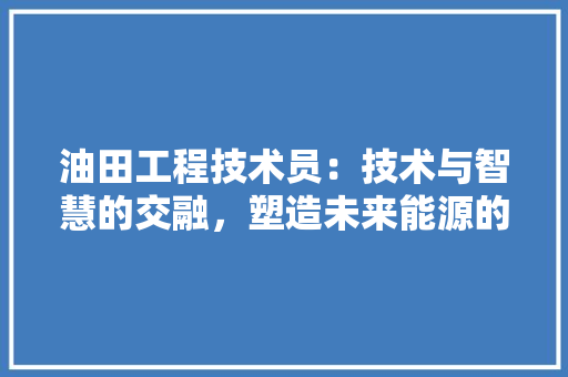 油田工程技术员：技术与智慧的交融，塑造未来能源的守护者 室内设计