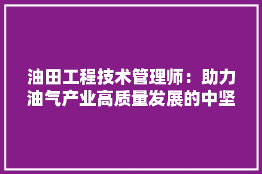 油田工程技术管理师：助力油气产业高质量发展的中坚力量 室内设计