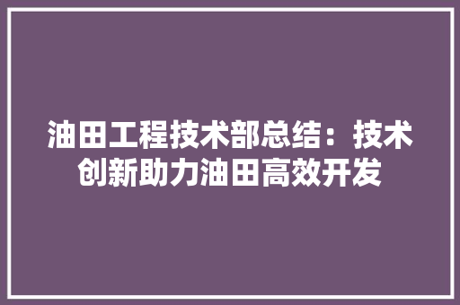 油田工程技术部总结：技术创新助力油田高效开发 室内设计