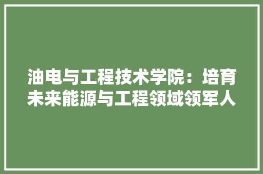 油电与工程技术学院：培育未来能源与工程领域领军人才的重要基地 室内设计