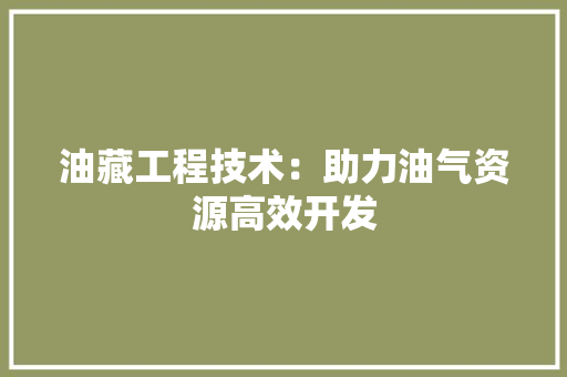 油藏工程技术：助力油气资源高效开发 室内设计