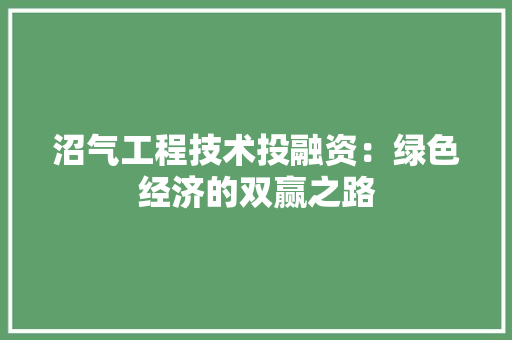 沼气工程技术投融资：绿色经济的双赢之路 室内设计