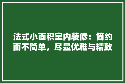 法式小面积室内装修：简约而不简单，尽显优雅与精致 室内设计