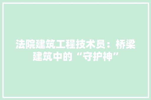 法院建筑工程技术员：桥梁建筑中的“守护神”