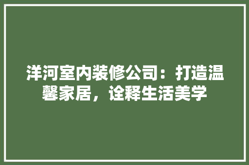洋河室内装修公司：打造温馨家居，诠释生活美学 室内设计
