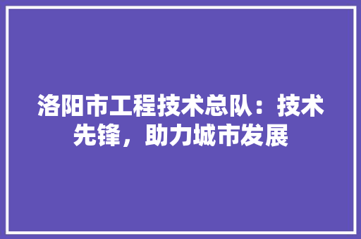 洛阳市工程技术总队：技术先锋，助力城市发展